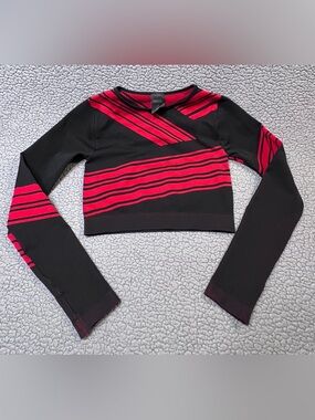 Sports Illustrated Black And Red Womens Long Sleeve Crop Top Size Medium